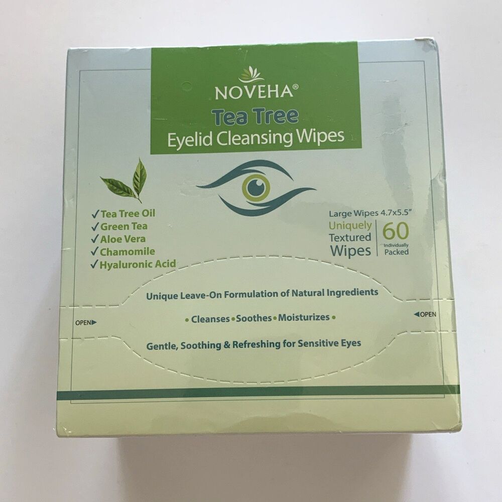 NOVEHA Tea Tree Eye Eyelid Cleansing Wipes 60 Count Exp 10/2028